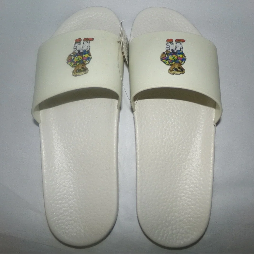 Polo Ralph Lauren Mens 13.0 Off White Polo Bear Slides Sandals
